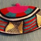 African Tam Hat Hand Woven 100% Cotton Multi Color 20"