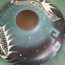 Pottery Navaho Handmade Flate Plate Bowl Blue Black White Green Red 9" x 3"