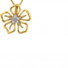 6 Brilliant Cut Diamonds 0.030 Carats/10kt Yellow Gold Flower Pendant 0.73 Grams