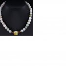 Hand Carved 17mm Jade Pendant Jade Beaded Necklace 16" 82 Grams