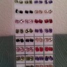 Lot of 35 Crystal Zirconia Emerald Cut Stud Earrings with Holder Multiple Colors
