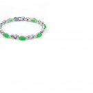 7" Malaysian Jade 18kt White Gold/Sterling Silver Bracelet 11 Grams