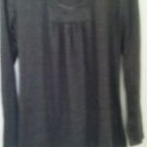Metro 7 Blouse Dark Gray Jersey Scoop Neck Line Shirt Sweater Tunic Long sleve