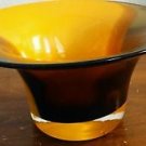 Vintage Hand Blown Art Heavy Glass Bowl Orange Amber Smokey Bowl  8.5"d x 4.5"h