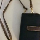 Black & Brown Faux Leather Cross Body Shoulder Purse Multiple Compartments
