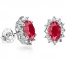 Rubies/Genuine Diamonds/Sterling Silver Earrings