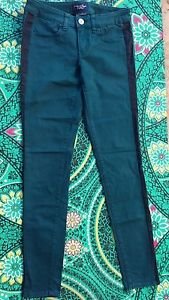 American Eagle Outfitters Super Stretch Skinny Jeans Green Tuxedo Stripe Pants 4