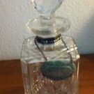Vintage Square Whiskey Decanter Clear Cut Glass Stopper Scotland Medallion 10"