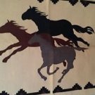 Horses Woven 100% Cotton Rug Tapestry Wall Hanging Table Cloth Western  2' x 3'