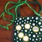 Green Handbag Mirrors Shoulder Strap Yellow Trim Polyester Small Cosmetics Coins