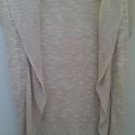 Say What ? Women's Cardigan Open Front Waterfall Ivory Creme Woven Large Sweater