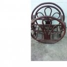 Vintage Brown Rustic Bent Cane Rattan Bamboo Magazine/Newspaper/Book Rack Holder
