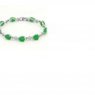 7" Malasian Jade 18kt Gold/Sterling Silver Green Blessing Bracelet/11 Grams