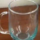Large Clear Glass Mug 5" Tall Vintage Applied Open Hook Handle Turned Up