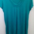Vintage Suzie XL Turquoise Tunic Short Sleeve Jersey 85% Rayon Scoop Neck
