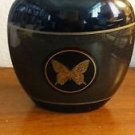 Collectible Otagiri Papillon Black Vase Gold Trim Butterfly Japan 7"h Ceramic