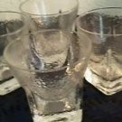 Vintage Whiskey Glasses Set of 4 Heavy Textured Clear Glass Square Bottom