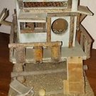 Vintage Wooden Bird House Tree House Deck Ramp Lounge Chair Windows Logs 9" H