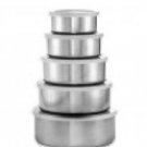 5 Piece Set Stainless Steel Bowls Plastic Lids