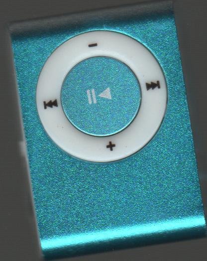 Mini Shuffling MP3 Player with Micro SD Slot in Blue