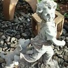 Jaimy Lawn Ornament Dog Biting Running Boy's Pants Sculpture Resin Statue 13"