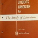 Student's Handbook for The Study of Literature 1959 Book III Erwin Vick