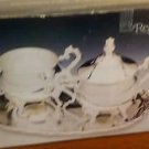 Regal Silver Silverplated Sugar Bowl Lid Creamer Etched Designer Tray 4 Pieces
