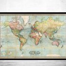 Old World Map 1914 Mercator Projection - fine reproduction