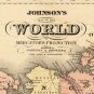 VINTAGE WORLD MAP 1860 MERCATOR PROJECTION - fine reproduction