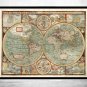 OLD WORLD MAP 1627 TWO HEMISPHERES - fine reproduction