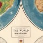 VINTAGE WORLD MAP 1917 MERCATOR PROJECTION - fine reproduction