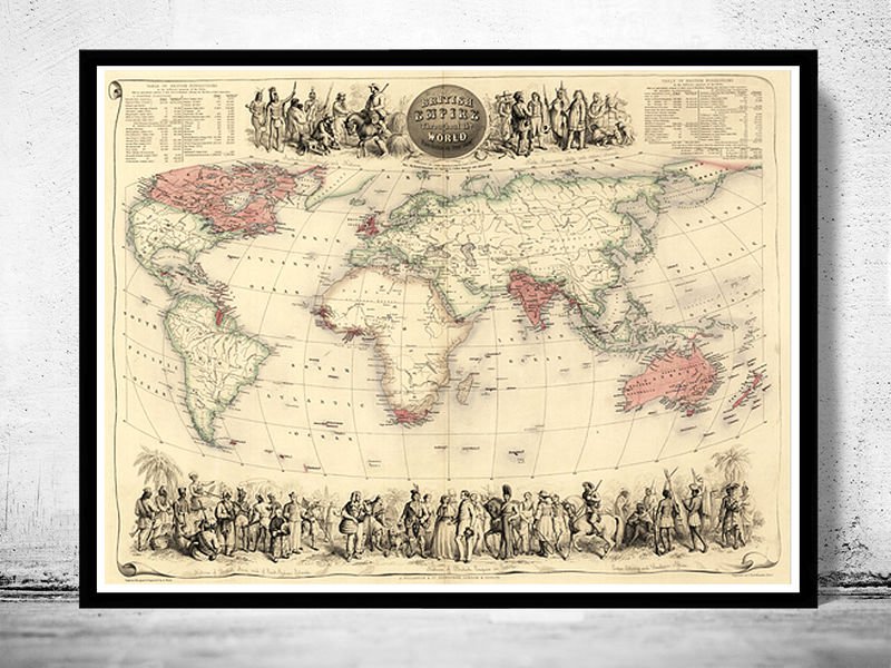 OLD WORLD MAP ANTIQUE ATLAS 1850 - fine reproduction