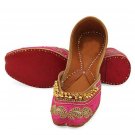 Indian shoes with goongroo and delicate zardosi work, Flat slip ons, mojari - HNM-FWS-10003