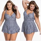 Plus Size 4XL Women Spaghetti Strap Plaid Swimwear Sexy Backless One Piece Summer Beachwear LC41815