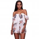 Sexy Woman Strapless Short Chiffon Flutter Sleeve Off Shoulder Floral Romper Casual Jumpsuit SYD4
