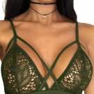 Sexy Woman Green Lace Solid Crop Top Strappy Harness Bralette Bra Slim Summer Tops SYD6B