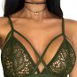 Sexy Woman Green Lace Solid Crop Top Strappy Harness Bralette Bra Slim Summer Tops SYD6B