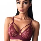 Sexy Woman Burgundy Lace Solid Crop Top Strappy Harness Bralette Bra Slim Summer Tops SYD6C