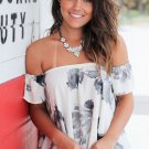 White Fashion Floral Off Shoulder Blouse Off Shoulder Strapless Print Summer Top SYD12B