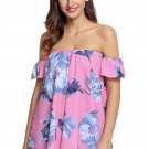 New Pink Lady Fashion Floral Off Shoulder Blouse Off Shoulder Strapless Print Summer Top SYD12D
