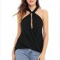 New Woman Black Solid Chiffon Sleeveless Fashion Top Drape Wrapped Tank Top Summer Blouse SYD14B