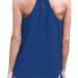 New Woman Blue Solid Chiffon Sleeveless Fashion Top Drape Wrapped Tank Top Summer Blouse SYD14C