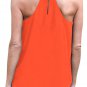 New Woman Orange Solid Chiffon Sleeveless Fashion Top Drape Wrapped Tank Top Summer Blouse SYD14E