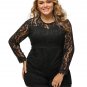 2XL-5XL Black Plus Size Long Sleeve Lace Romper O Neck Short Overall Playsuit Casual Clothing SYD19