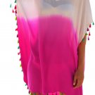 New White Rosy Tassel Beach Cover up Patchwork Loose Tassel Short Soft Holiday Garment SYD21B