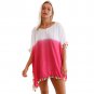 New White Pink Tassel Beach Cover up Patchwork Loose Tassel Short Soft Holiday Garment SYD21C