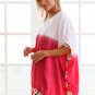 New White Pink Tassel Beach Cover up Patchwork Loose Tassel Short Soft Holiday Garment SYD21C