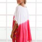 New White Pink Tassel Beach Cover up Patchwork Loose Tassel Short Soft Holiday Garment SYD21C