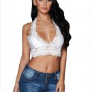 Plunge V Neck White Hollow Out Lace Halter Bralette Bralet Bustier Crop Top Cami Tank SYD25A