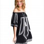 Chic Bohemian Vibe Geometric Print Off Shoulder Beach Dress Mini Fashion Ladies Sundress SYD33C
